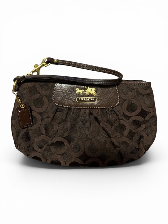 Coach Handbags - Coach Brown Signature Wristlet with Gold Hardware